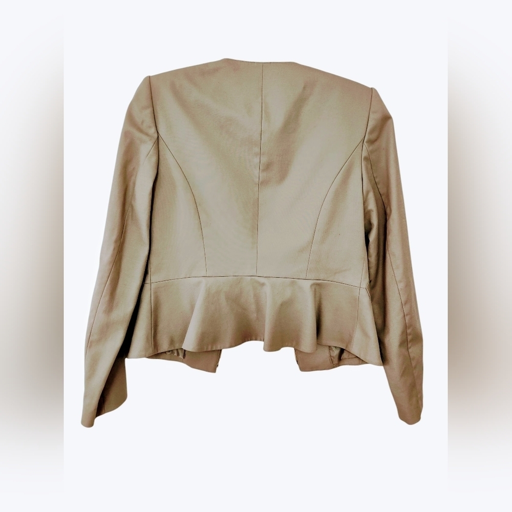 Calvin Klein Women's Beige Peplum Zipper Blazer, 6 - Picture 2 of 4